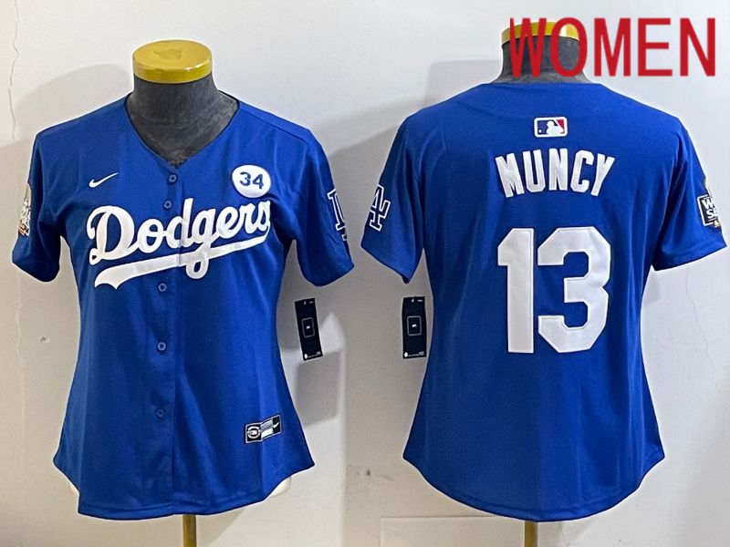 Women Los Angeles Dodgers #13 Muncy Blue Game 2024 Nike MLB Jersey style 1121